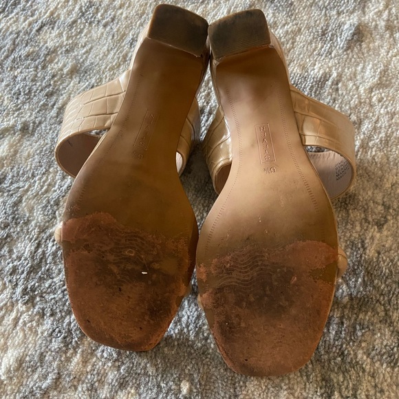 Steven New York Jive Croc Embossed Slip On Heel Sandal in Nude - Picture 6 of 9